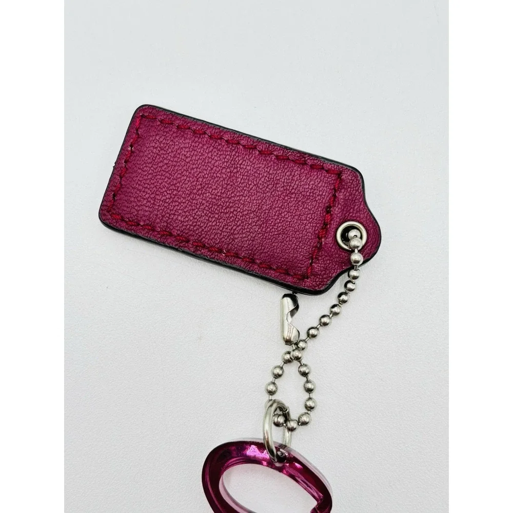 Coach Poppy Pink Acrylic Script Logo Bag Charm Patent Leather Hangtag Y2K